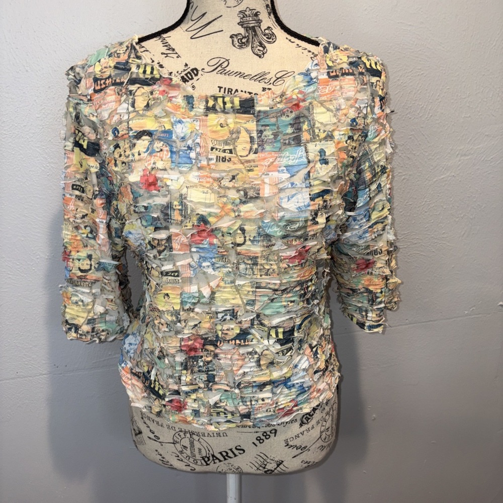 Y2K Cropped Sno Skins Artsy Top Textured Large Funky 90s Vintage USA